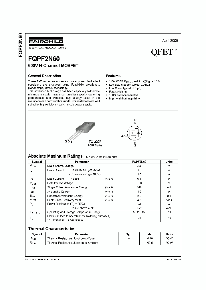 FQPF2N60_176505.PDF Datasheet