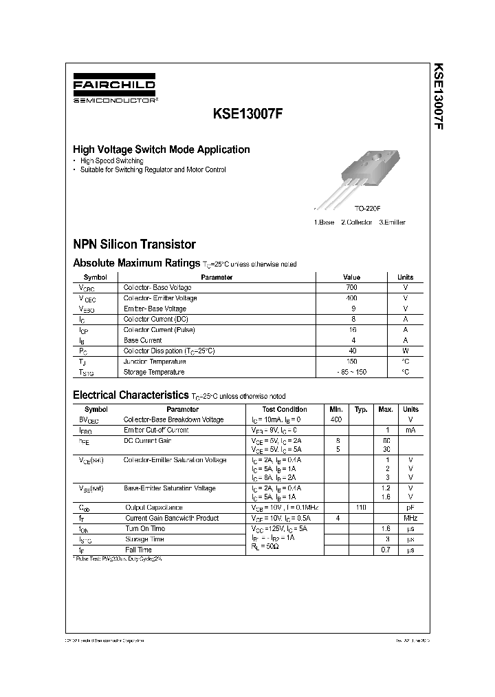 KSE13007F_138006.PDF Datasheet