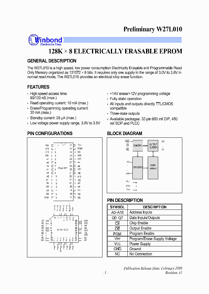 W27L010_53368.PDF Datasheet