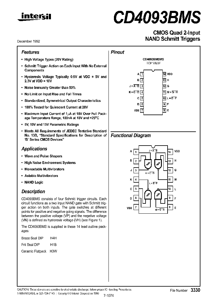 Cd4093 datasheet на русском схема