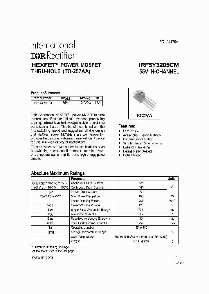 IRF5Y3205CM_280833.PDF Datasheet