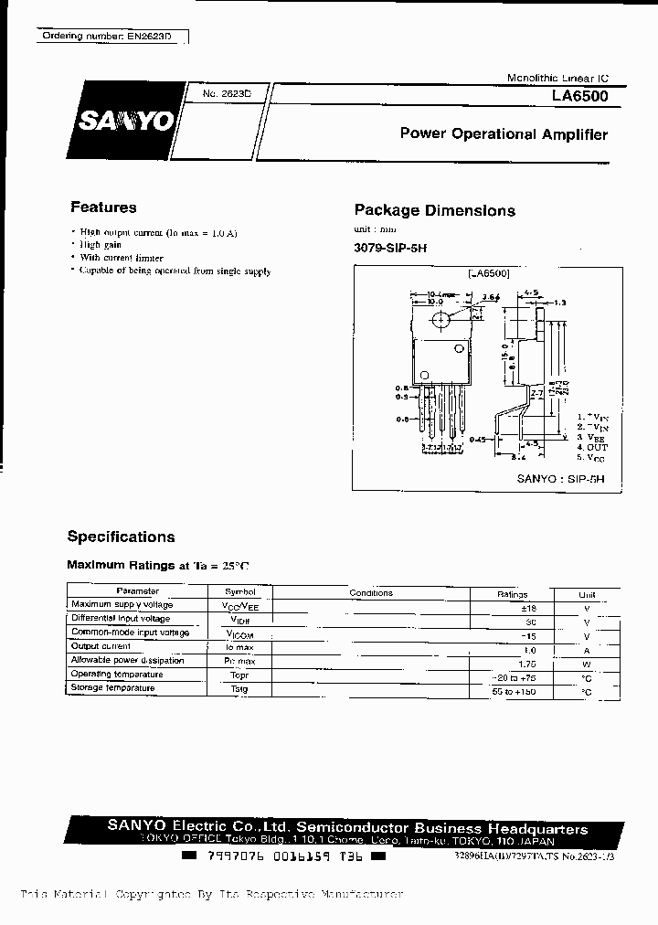 La6500 характеристики схема подключения