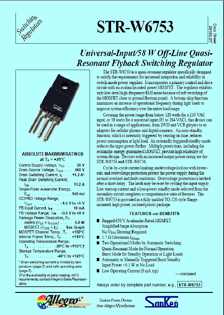 Str w6753 схема подключения