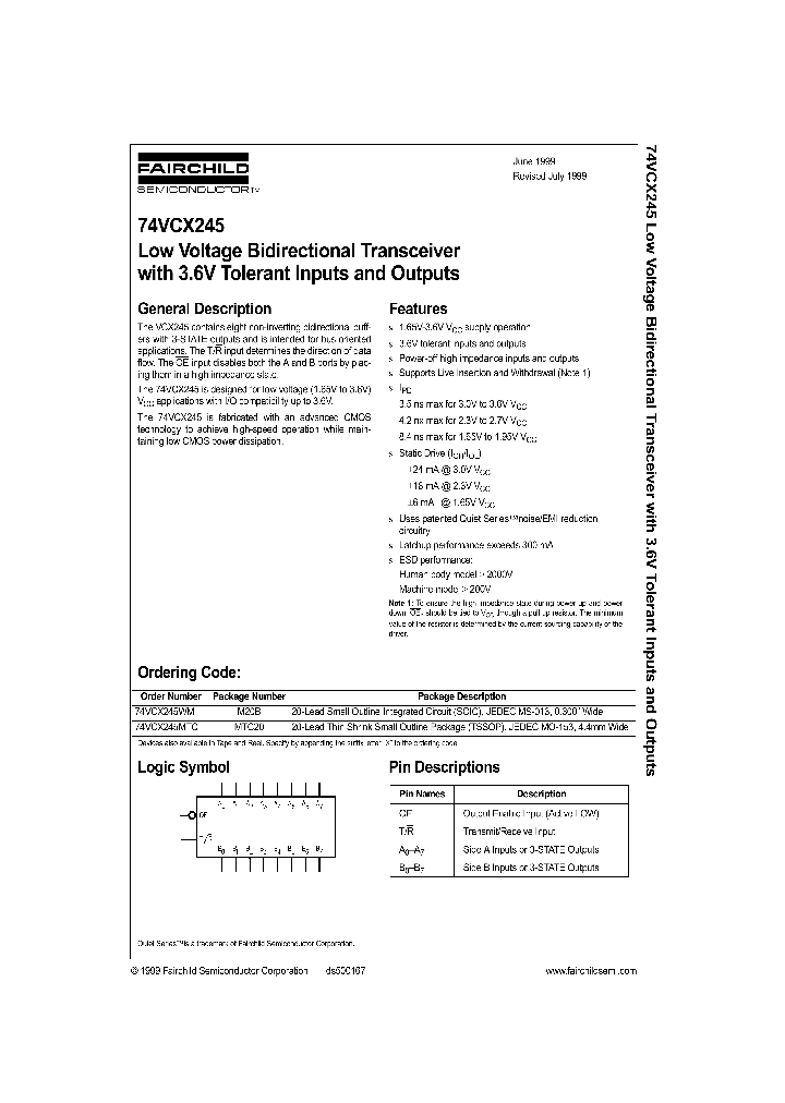 74VCX245WM_314301.PDF Datasheet