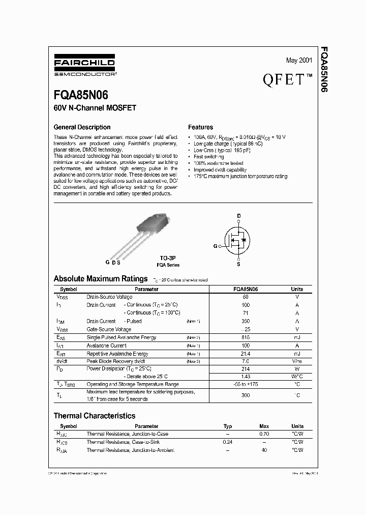 FQA85N06_370305.PDF Datasheet