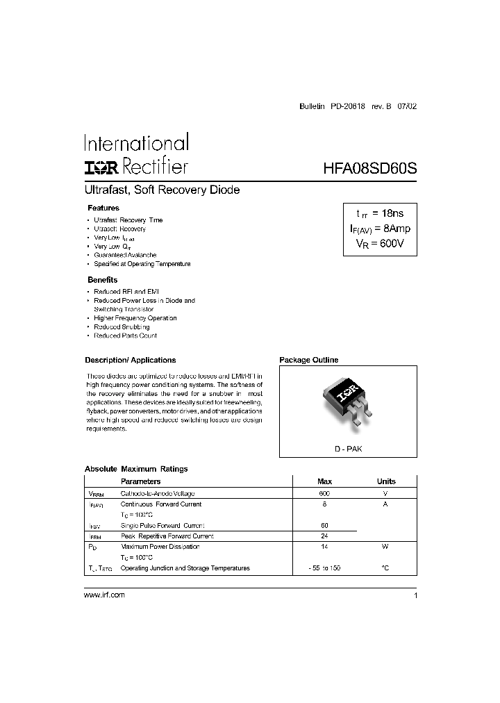 HFA08SD60S_365104.PDF Datasheet