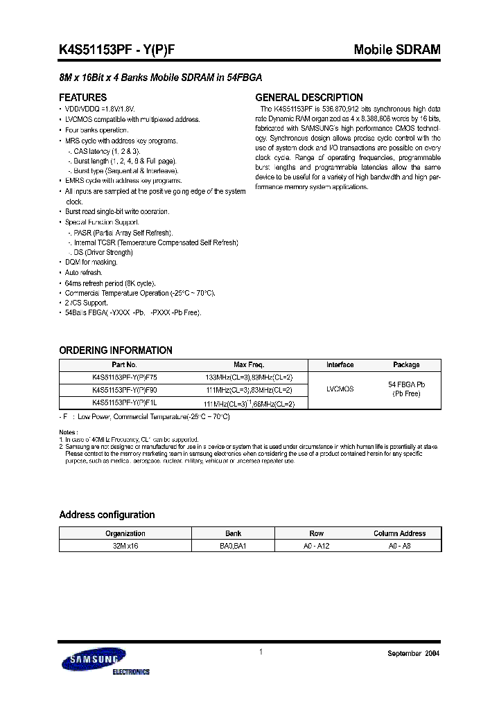 K4S51153PF-YF_337303.PDF Datasheet