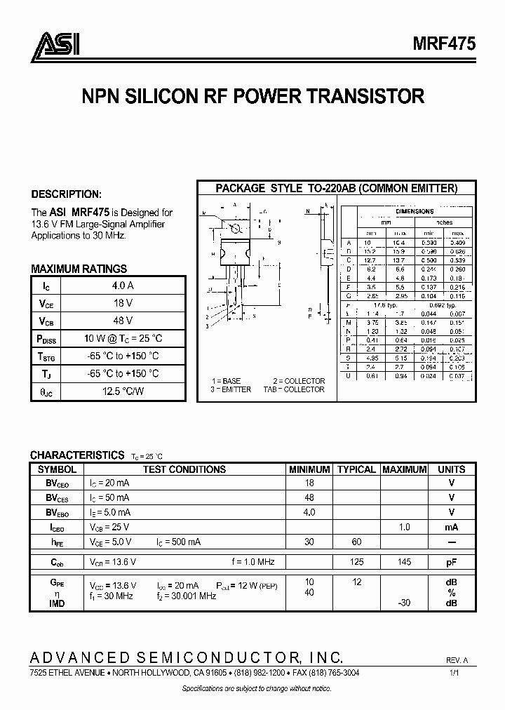 MRF475_372361.PDF Datasheet