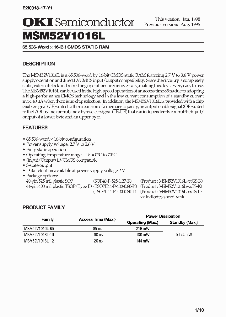 MSM52V1016L_358009.PDF Datasheet