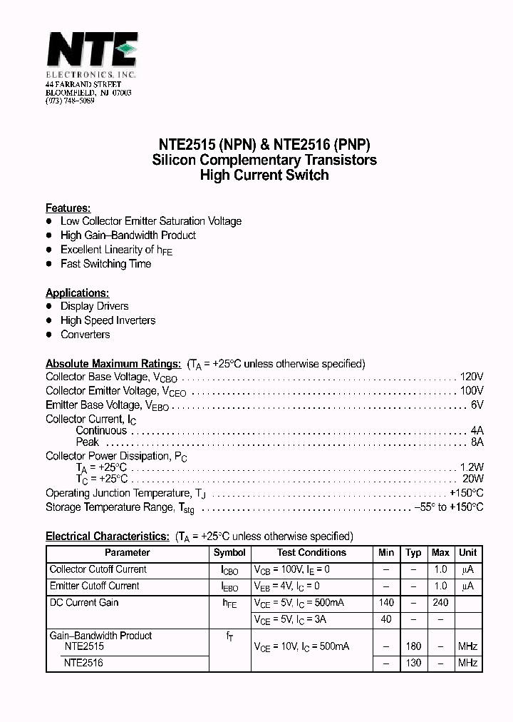 NTE2515_335557.PDF Datasheet