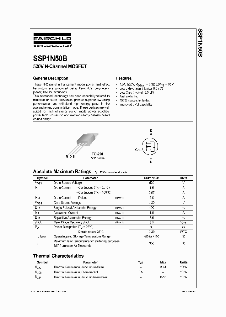 SSS1N50B_352918.PDF Datasheet