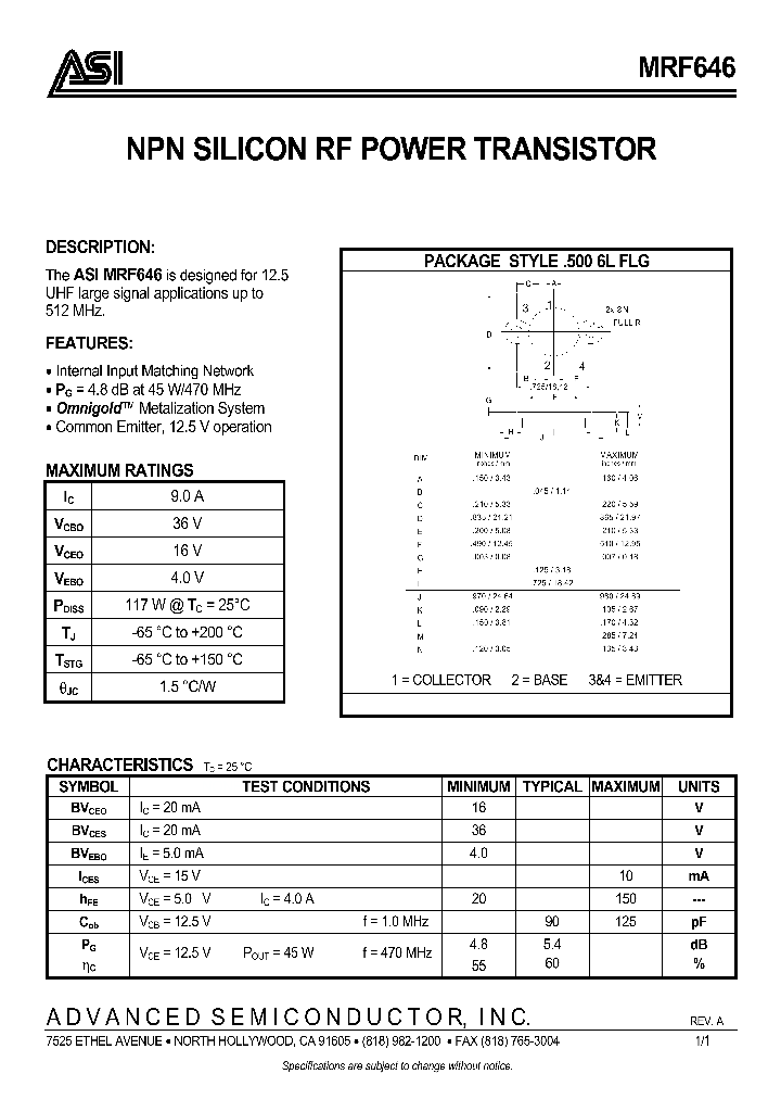 MRF646_430640.PDF Datasheet