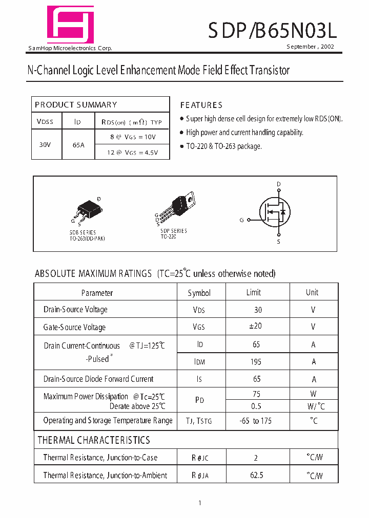 SDB65N03L_395371.PDF Datasheet