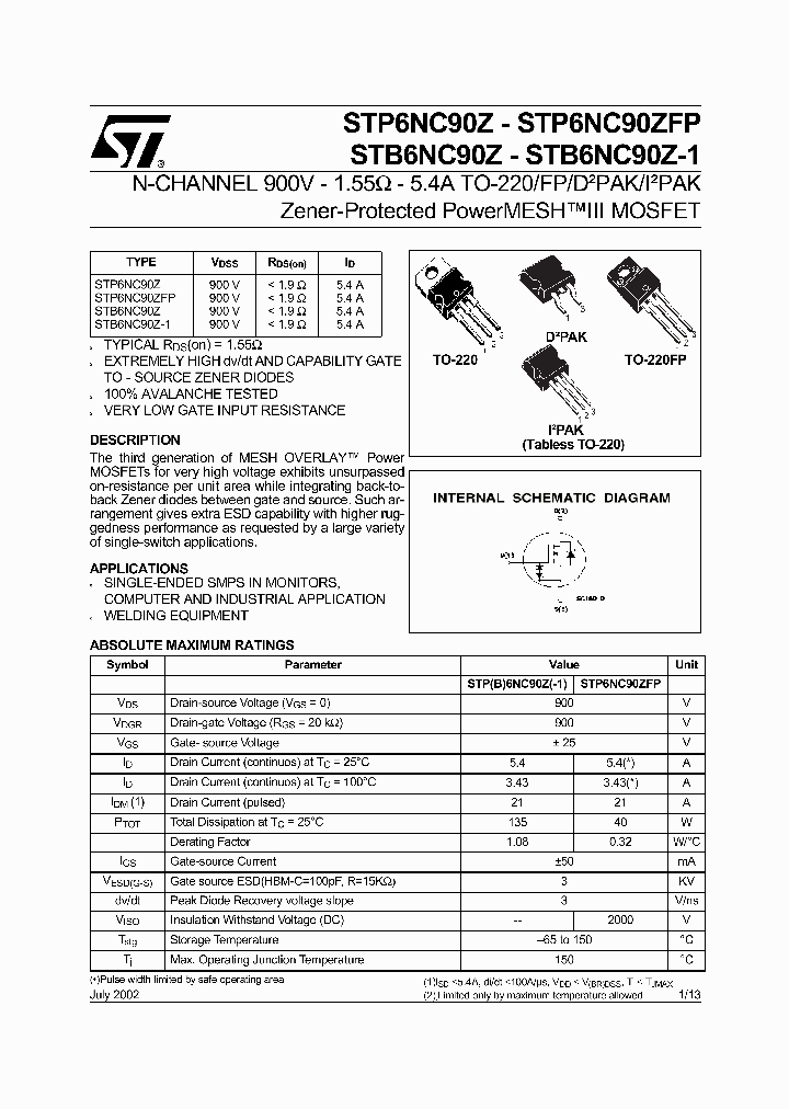 STB6NC90Z_77481.PDF Datasheet