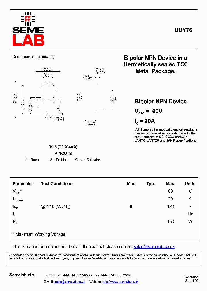 BDY76_627692.PDF Datasheet