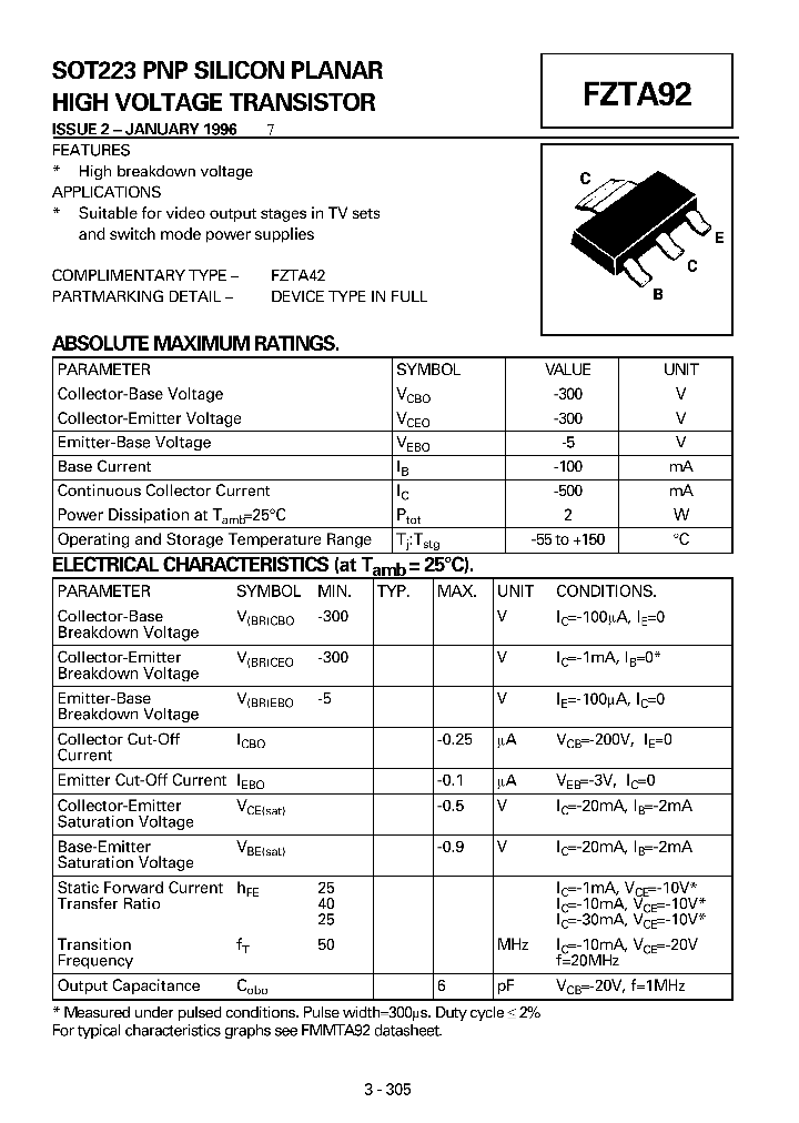 FZTA92_950404.PDF Datasheet