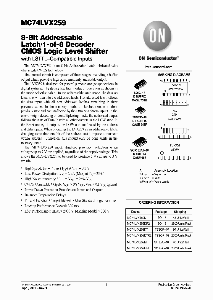 MC74LVX259_626609.PDF Datasheet