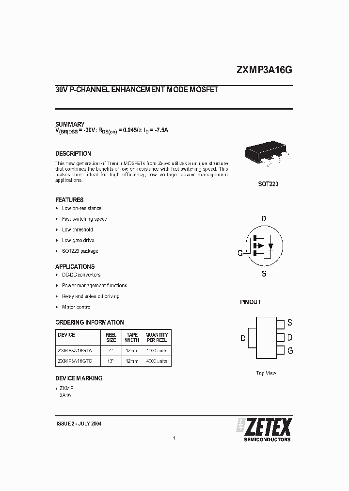 ZXMP3A16GTA_950769.PDF Datasheet