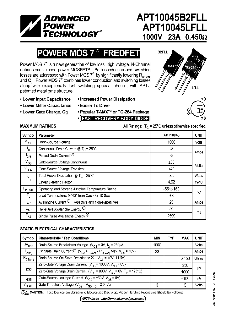 APT10045LFLL_1211262.PDF Datasheet