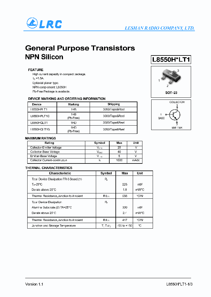 L8550HQLT1G_1262515.PDF Datasheet