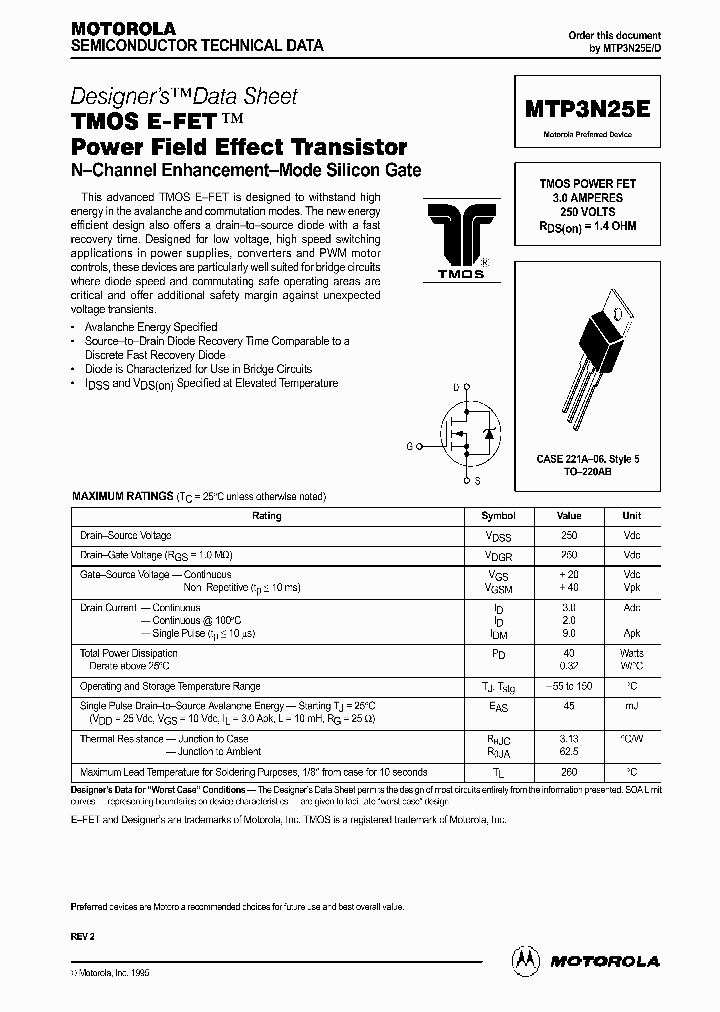 MTP3N25E_1061431.PDF Datasheet