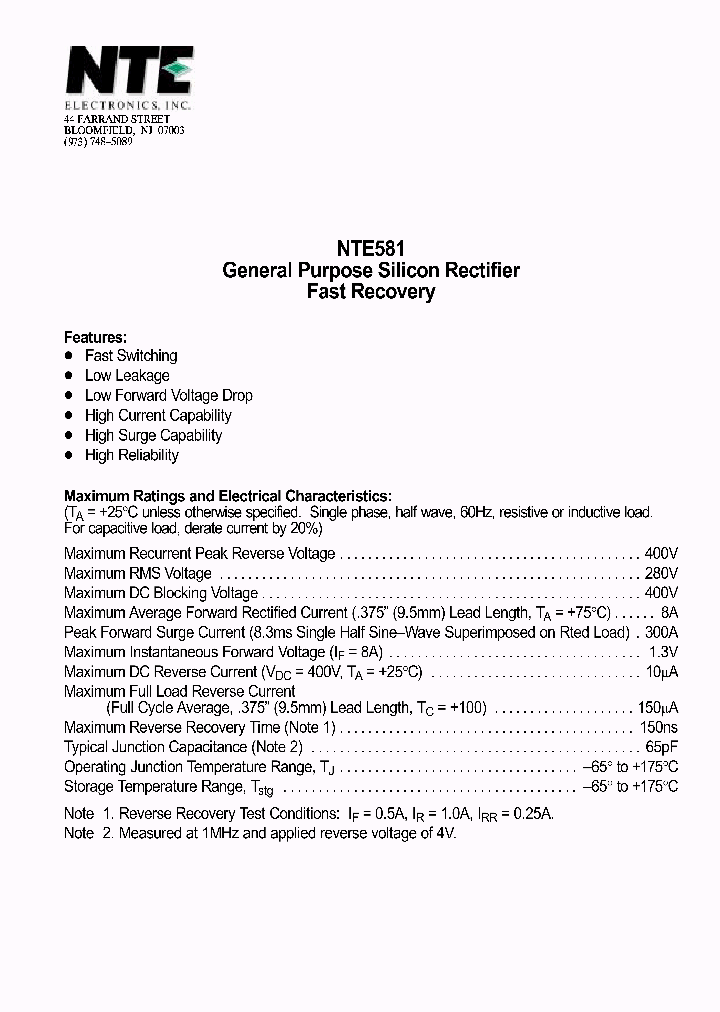 NTE581_1291065.PDF Datasheet