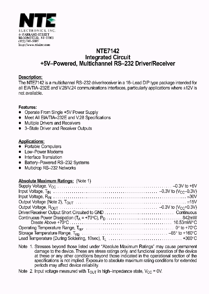 NTE7142_1291272.PDF Datasheet