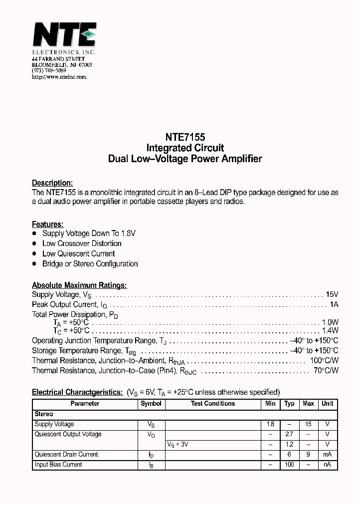 NTE7155_1291285.PDF Datasheet