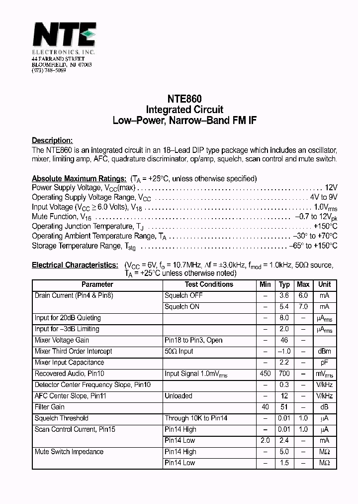 NTE860_1291349.PDF Datasheet