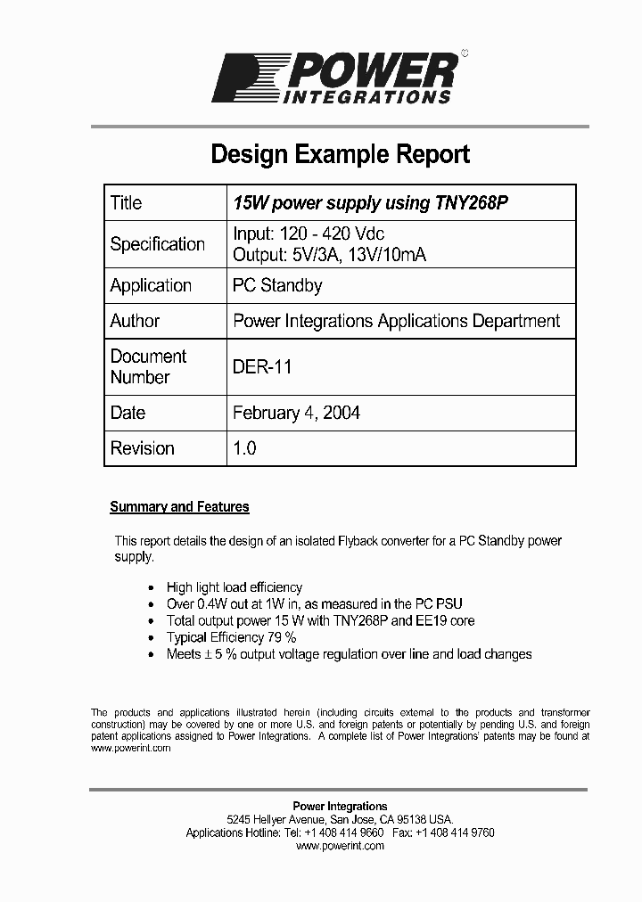 TNY268P_1327620.PDF Datasheet