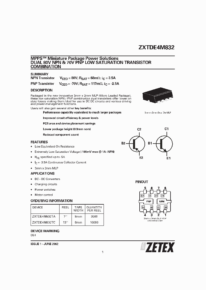 ZXTDE4M832TC_1339997.PDF Datasheet