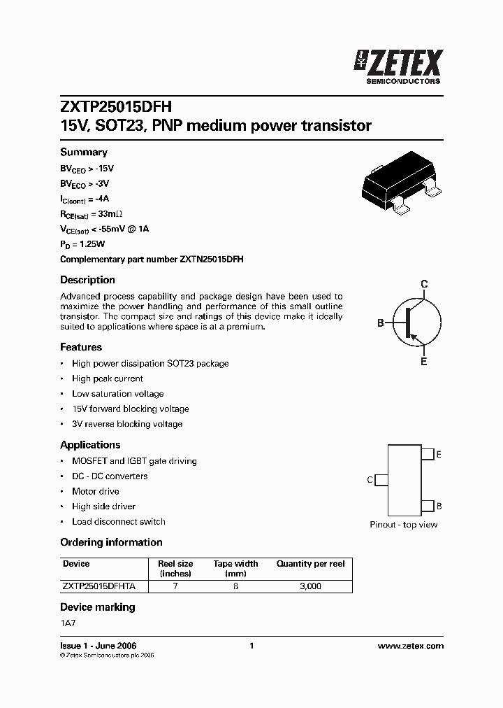 ZXTP25015DFHTA_1340060.PDF Datasheet