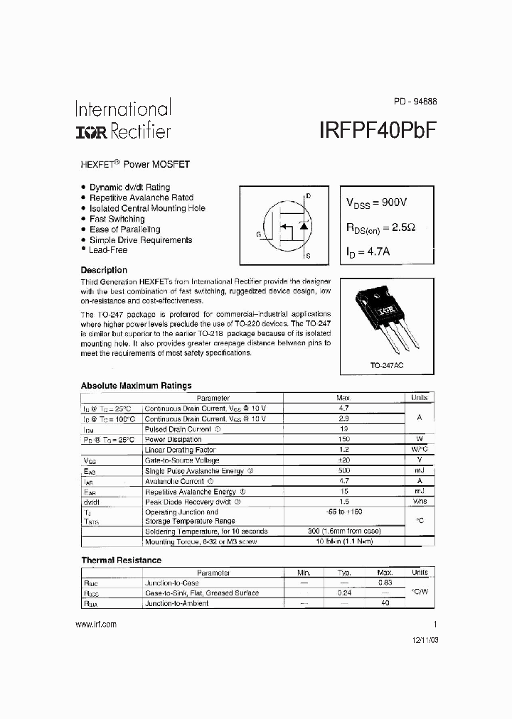 IRFPF40PBF_4129916.PDF Datasheet