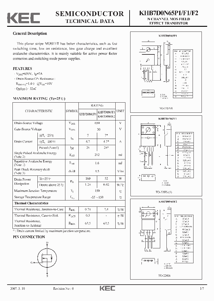 KHB7D0N65F1_4113483.PDF Datasheet