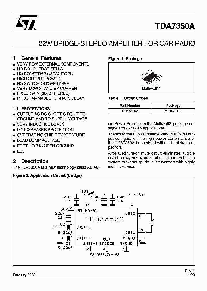 Tda7350a схема усилителя описание