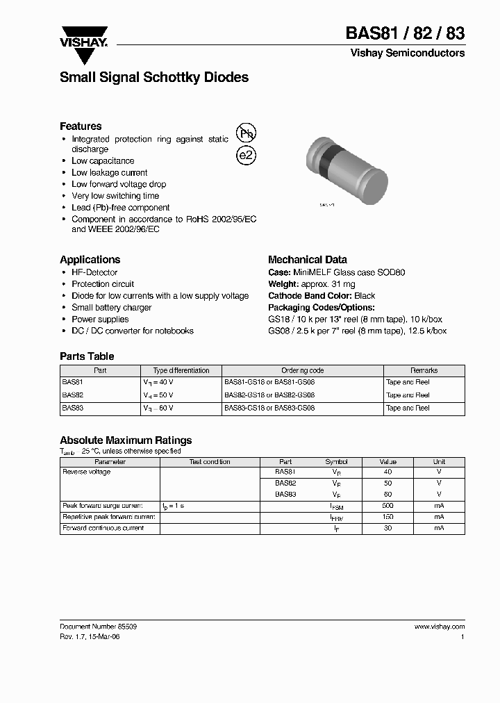 BAS83-GS08_4335656.PDF Datasheet