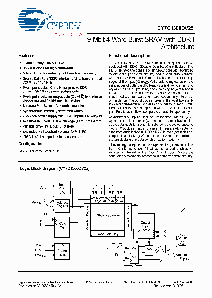 CY7C1308DV25-167BZC_4178642.PDF Datasheet