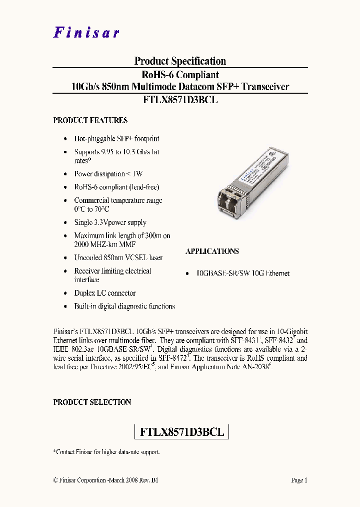 FTLX8571D3BCL_4407864.PDF Datasheet