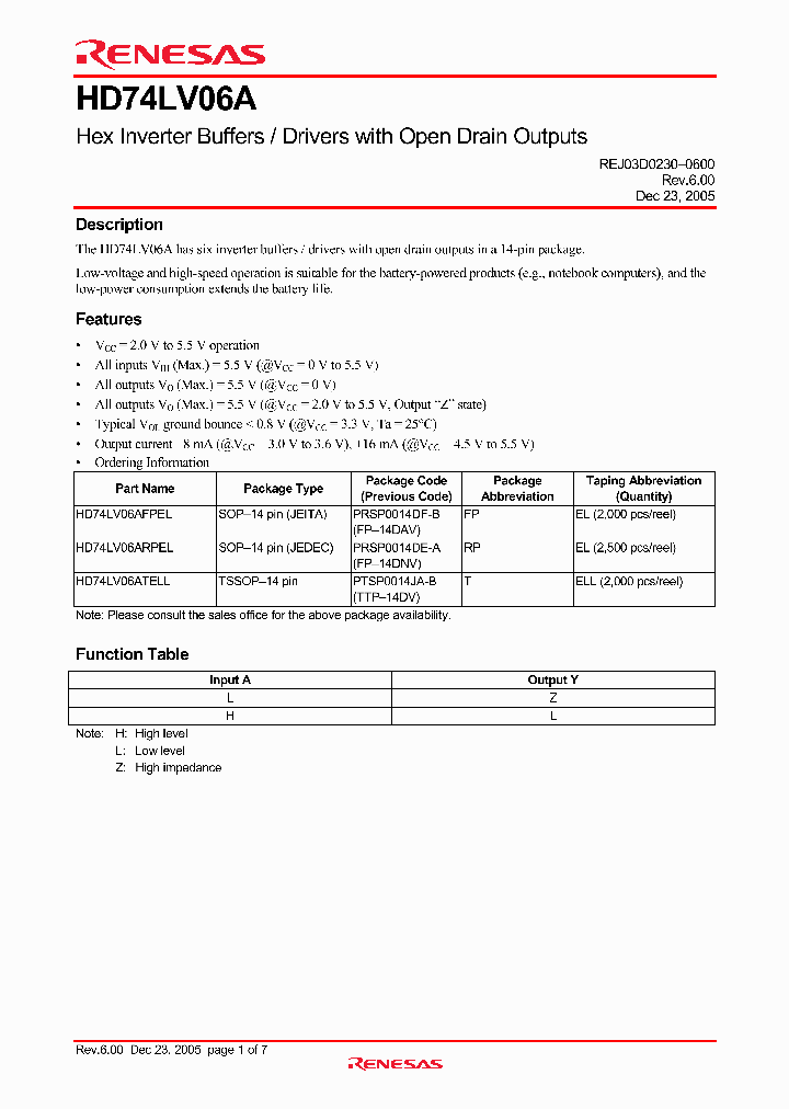 HD74LV06AFPEL_4535060.PDF Datasheet