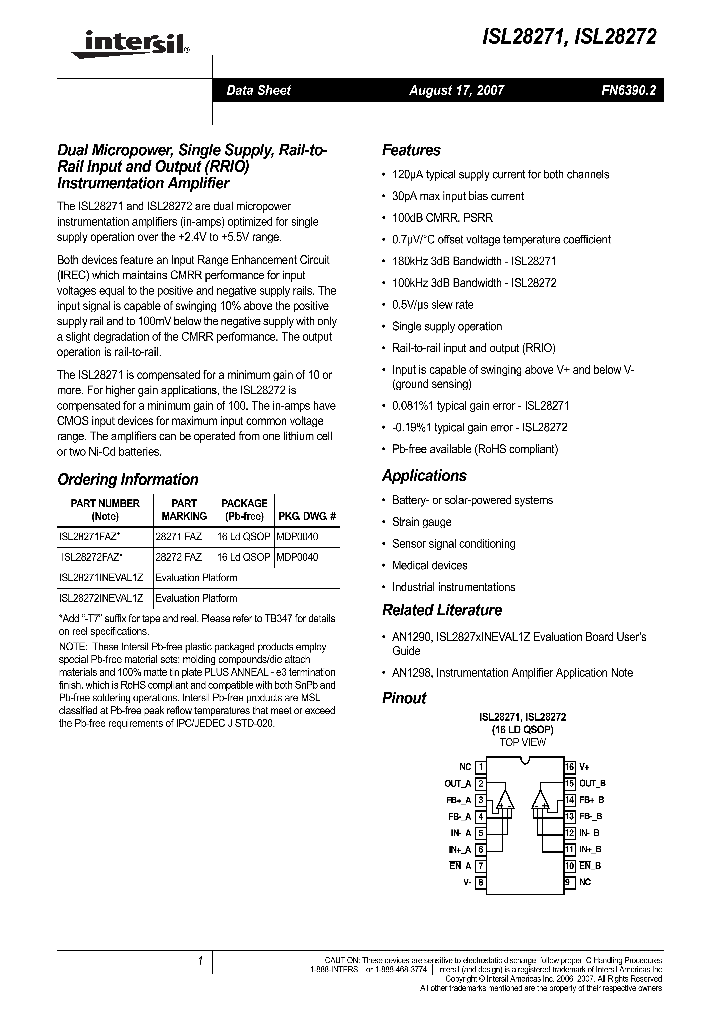 ISL28271INEVAL1Z_4488982.PDF Datasheet