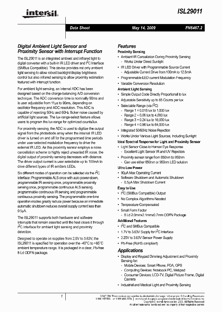 ISL29011IROZ-EVALZ_4459677.PDF Datasheet