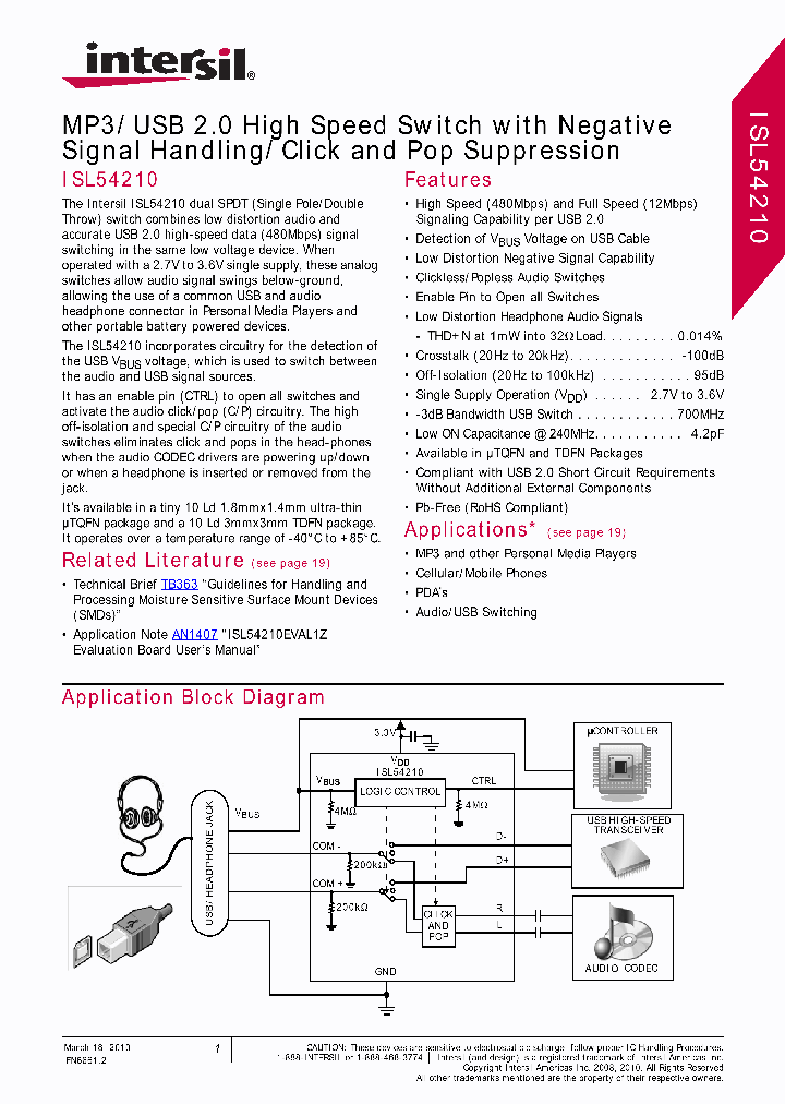 ISL54210EVAL1Z_4863714.PDF Datasheet