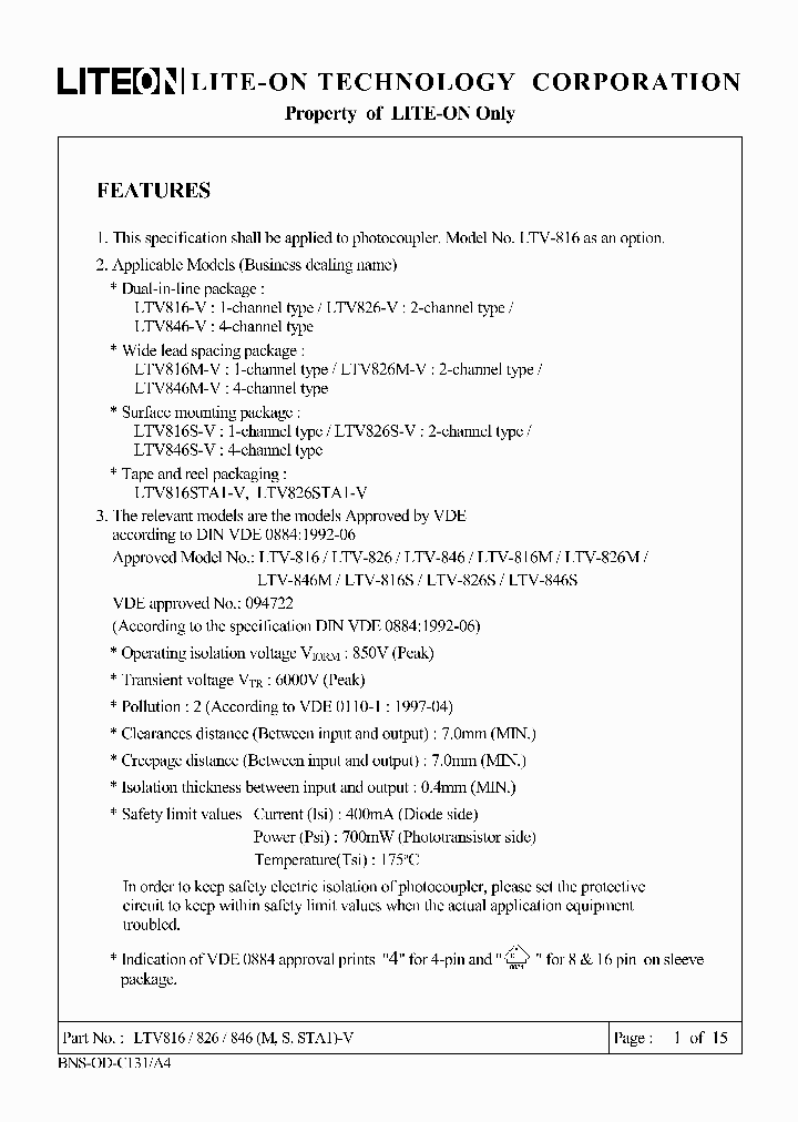 LTV816M-V_4533281.PDF Datasheet