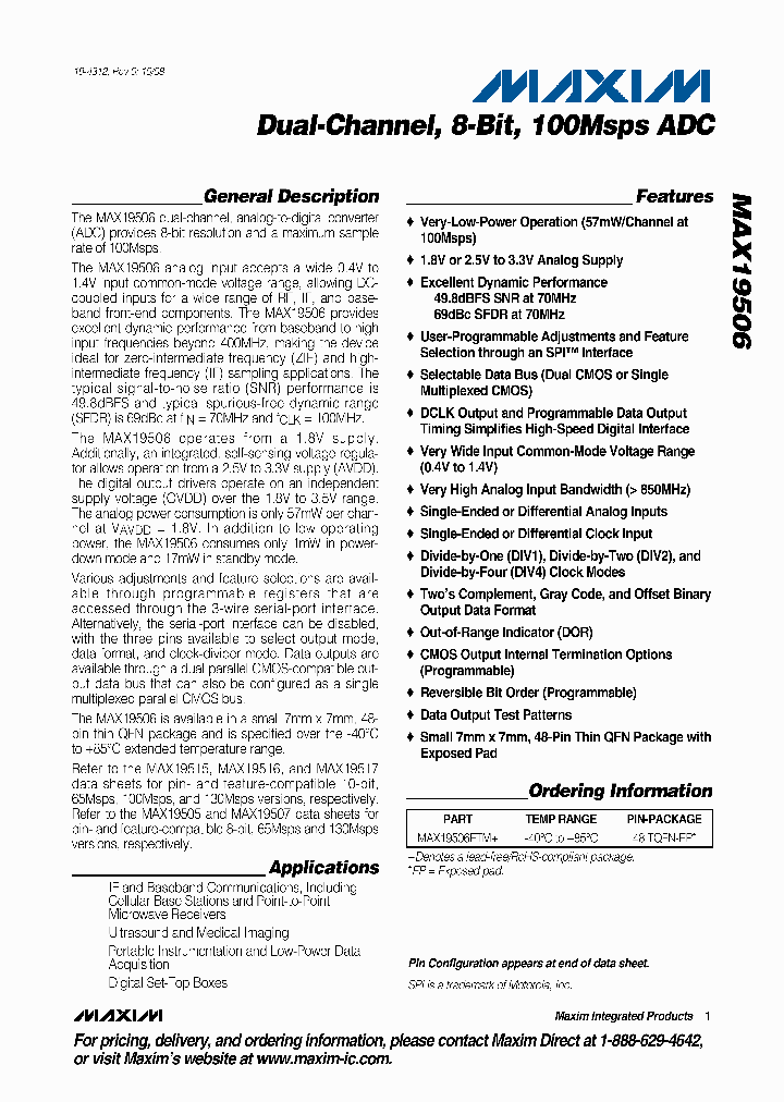 MAX19506ETM_4264147.PDF Datasheet