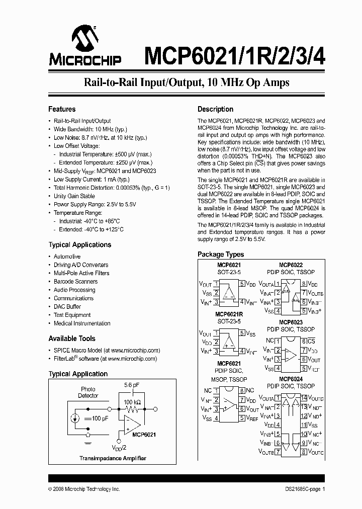 Mcp6021 схема подключения