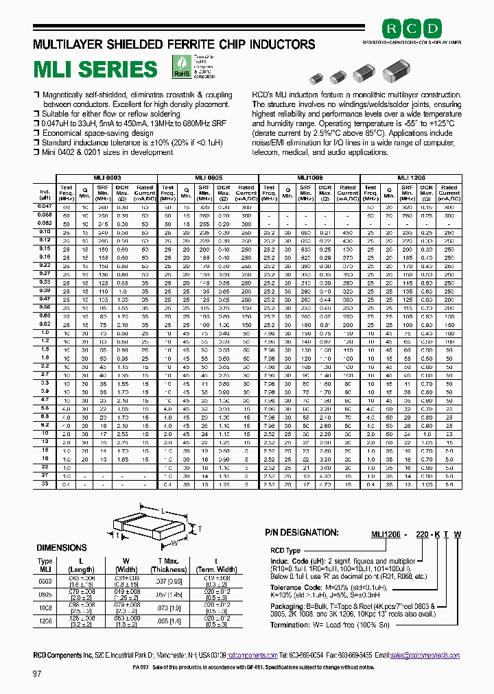 MLI0805-100-JBW_4424553.PDF Datasheet