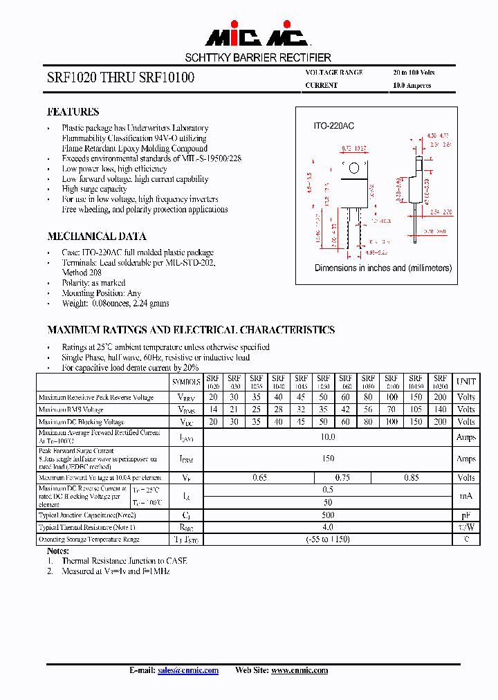 SRF10100_4403416.PDF Datasheet