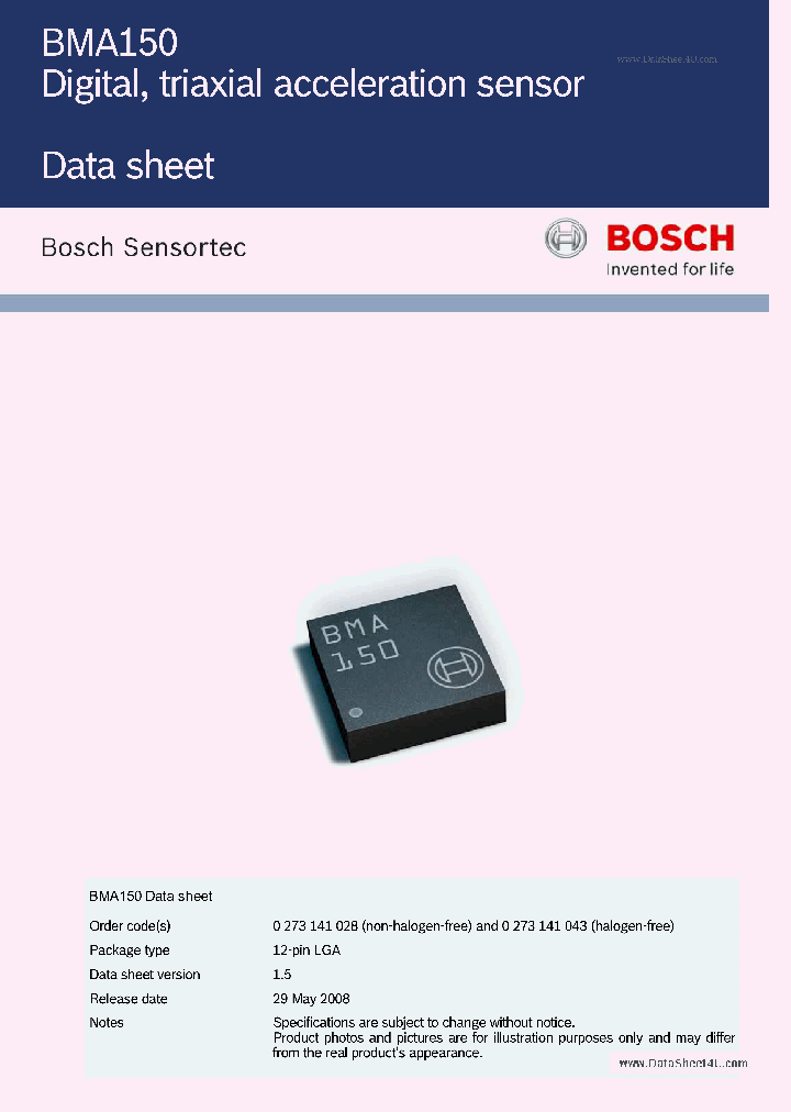 BMA150_43609.PDF Datasheet