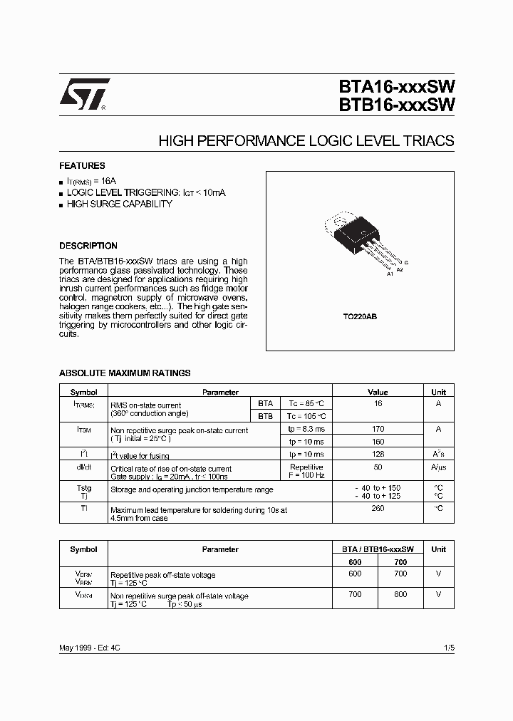 Bta16 600bw характеристики и схема включения