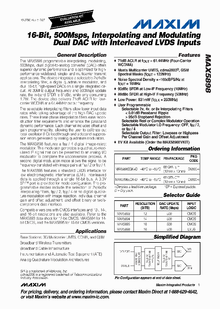 MAX5898EGKD_411850.PDF Datasheet